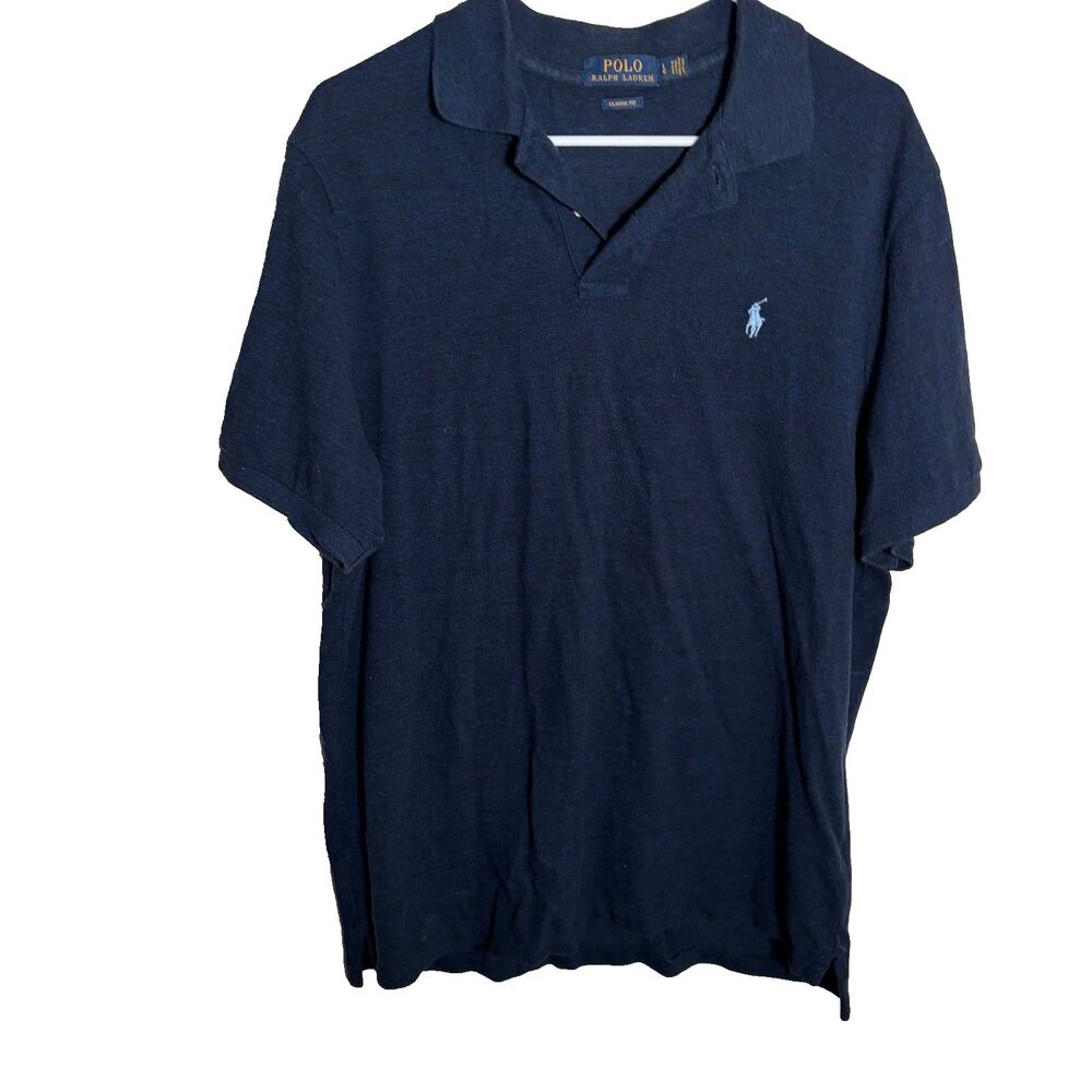 Polo Ralph Lauren Polo Shirt Men's Large Navy Blue Short Sleeve Classic Fit